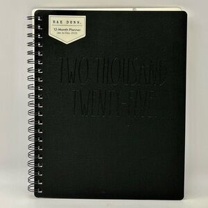 Rae Dunn 2025 TWO THOUSAND TWENTY-FIVE (Black) 12-month Planner Soft Leather
